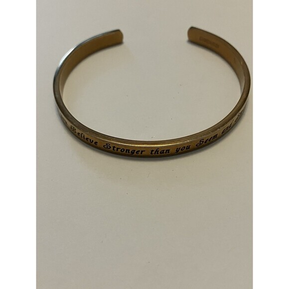Kendasun Cuff Bracelet Braver Smarter Stronger Engraved Gold Tone - Picture 1 of 5